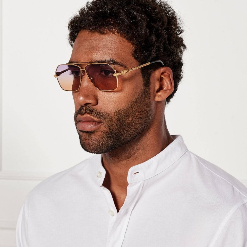 Versace Men’s Sunglasses – Gold Aviator Frame | VE2284 1002EL | NEW & AUTHENTIC